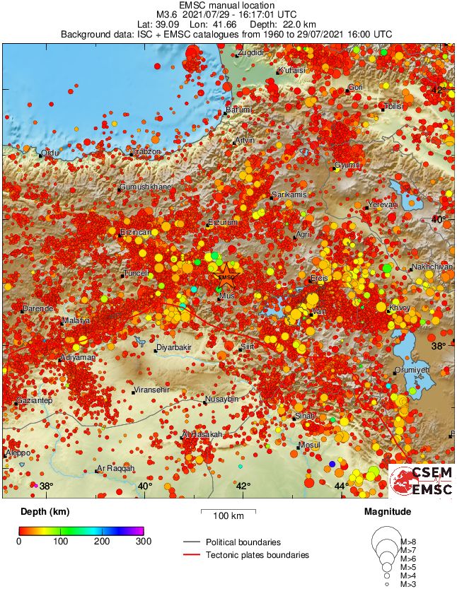 regional depth historical seismicity
