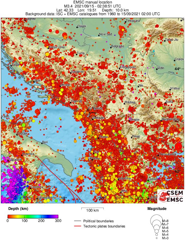 regional depth historical seismicity