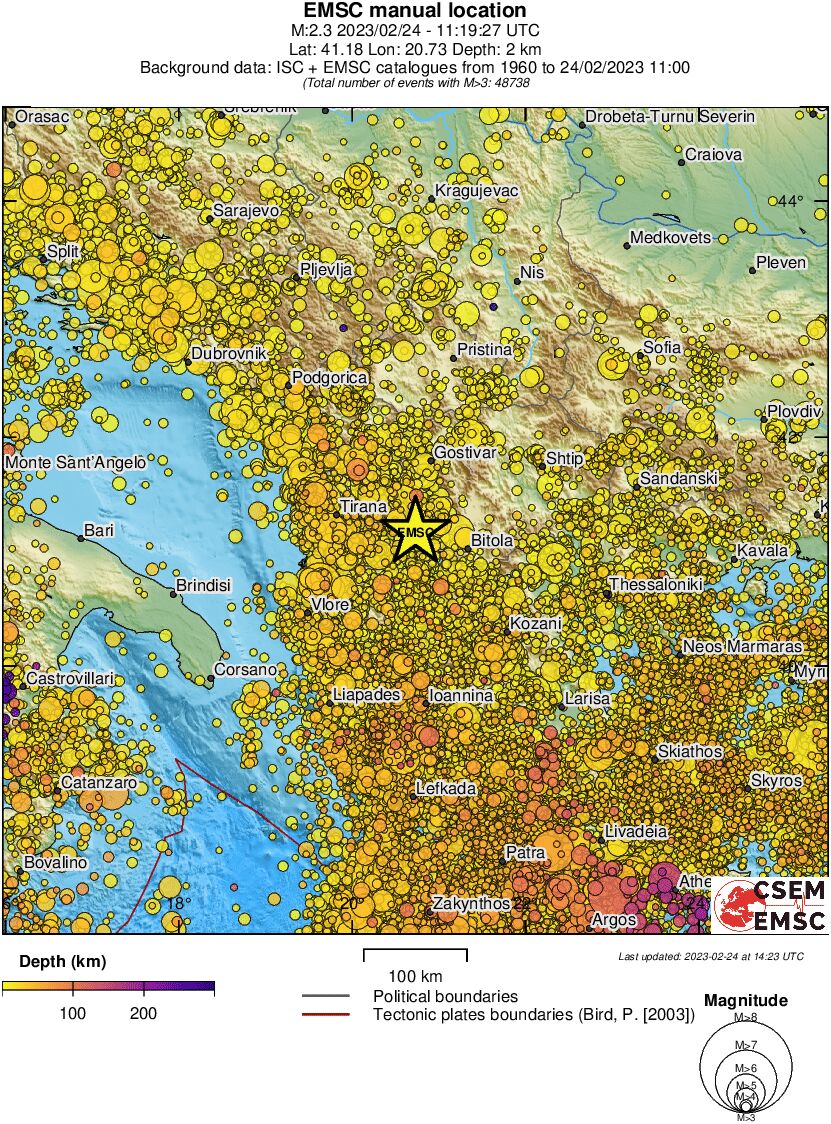 regional depth historical seismicity