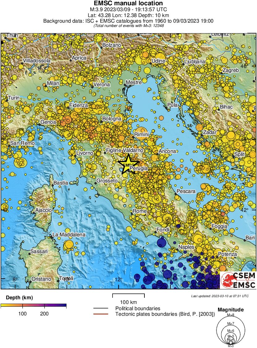 regional depth historical seismicity