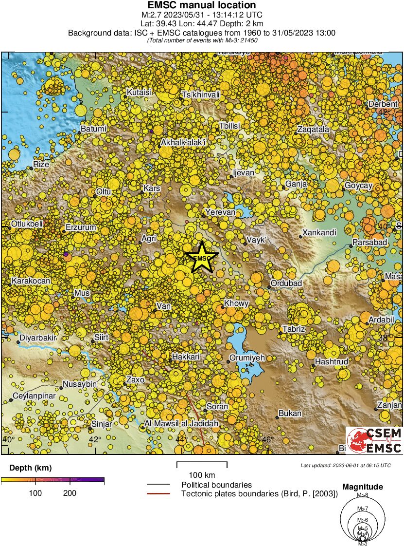 regional depth historical seismicity