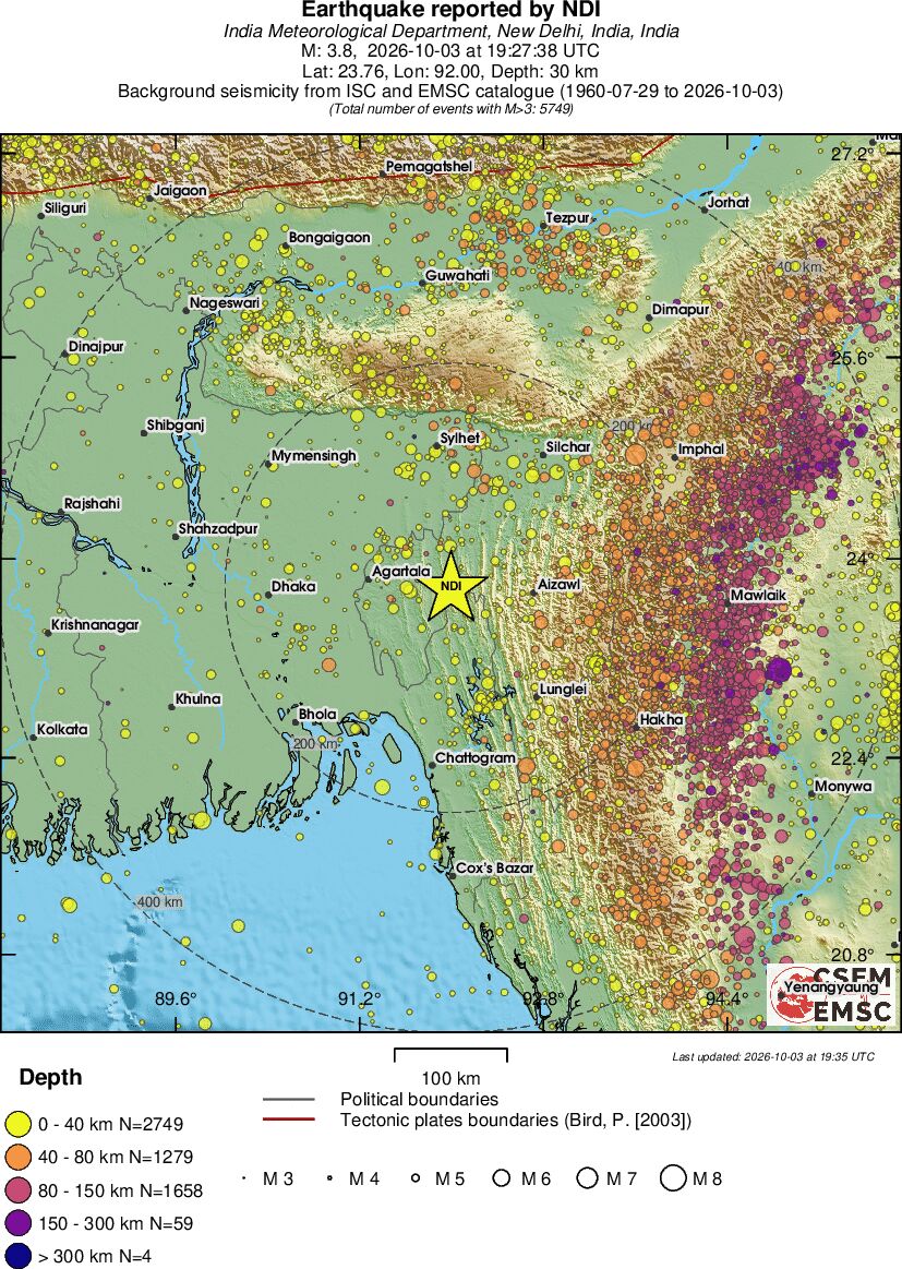 regional historical seismicity