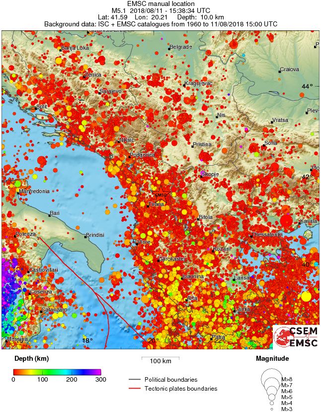 regional depth historical seismicity