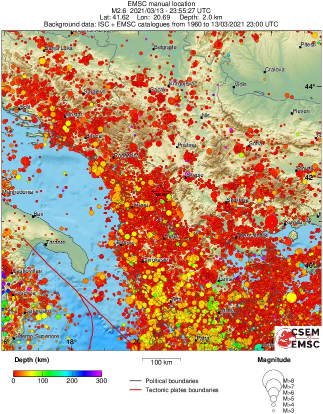 regional depth historical seismicity
