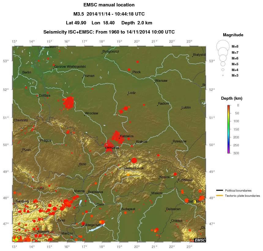 regional depth historical seismicity